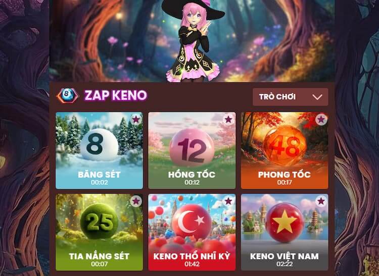 Zap keno giao diện