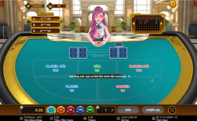 chơi Baccarat Squeeze tại w88